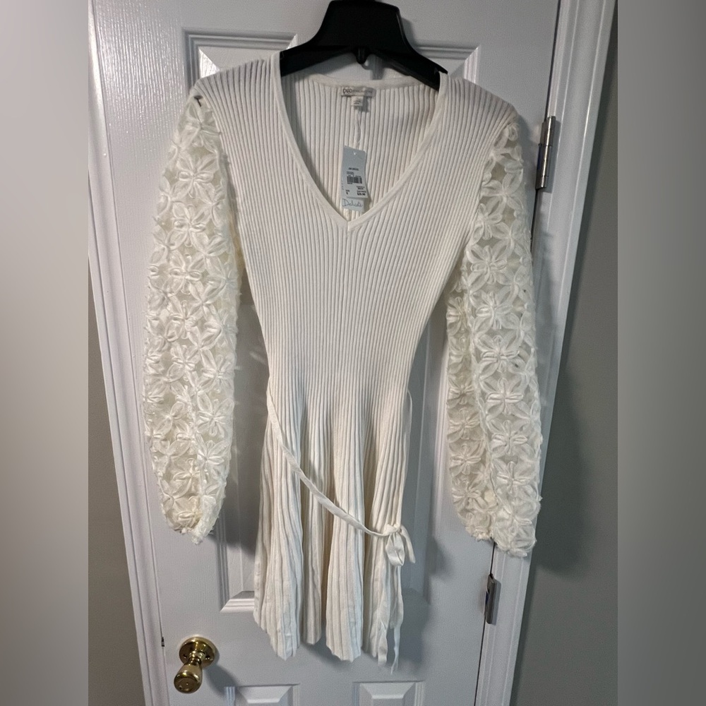 Delicates Ivory Ribbed Sweater Dress